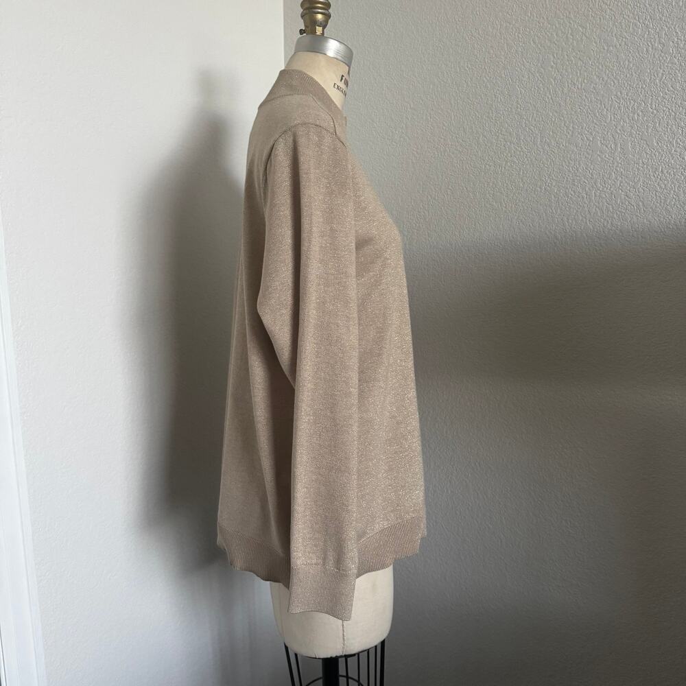 Calvin Klein | NWT Mock Neck Gold and Lurex Sweater with Gold Buttons size XL - Picture 2 of 12